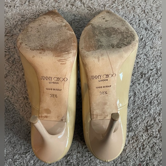 Jimmy Choo Pointed Toe Nude Patent Pumps Size 38 1/2 - Picture 6 of 10